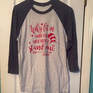 Dr. Seuss Kids Long Sleeve Tee - Gray and Pink